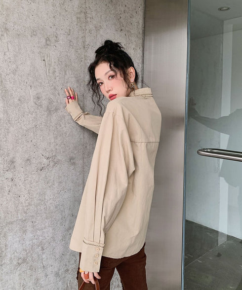 Wave Line Contrast Shirt